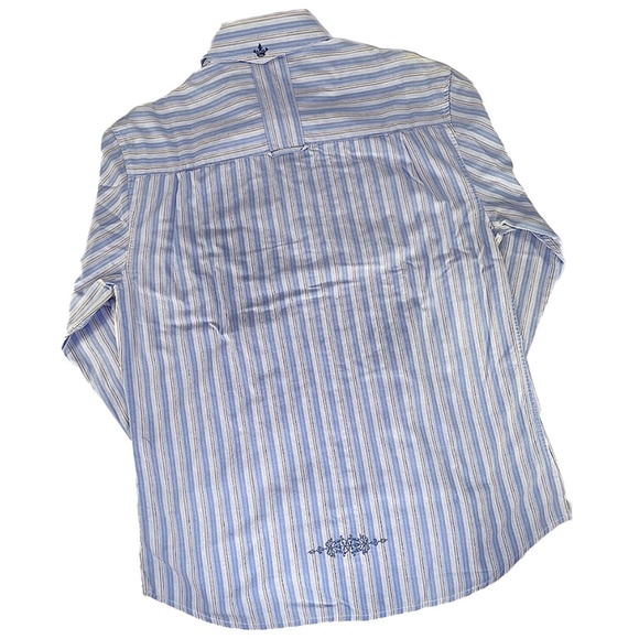 English Laundry Embroidered Blue Stripe Shirt - Picture 3 of 8